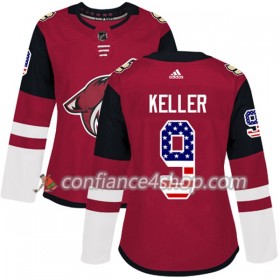 Adidas Maillot de Hockey Arizona Coyotes Clayton Keller 9 2017-2018 Rouge USA Flag Fashion Authentic - Femme